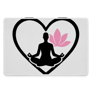 Damen Yoga Herz Silhouette Lotus Wellness - Mousepad groß für Gamer - Grau - Vorne