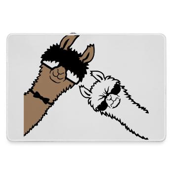 2 Coole Lamas Sonnenbrillen Lustige Nerd Freunde - Mousepad groß für Gamer - Grau - Vorne