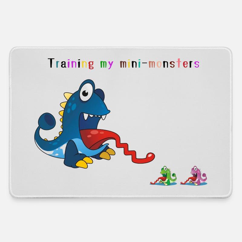 Training My Monsters - Large Gaming Mouse Mat - grey