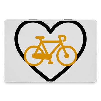 Cycling Heart Bicycle Sport Passion - Large Gaming Mouse Mat - grey - Front
