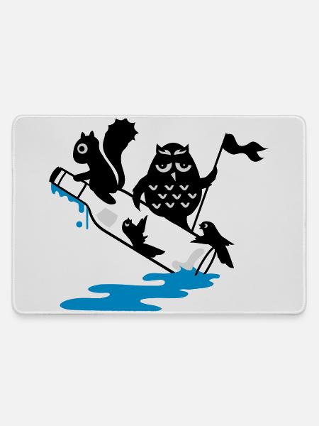 Flaschenpost mit den Waldtieren - Mousepad groß für Gamer - Grau