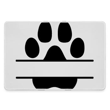 Hundepfoten Namensschild - Mousepad groß für Gamer - Grau - Vorne