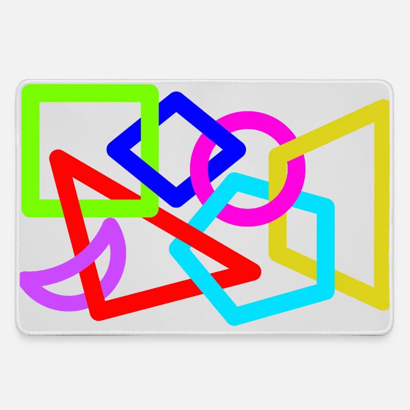 Intertwined neon shapes - Large Gaming Mouse Mat - grey
