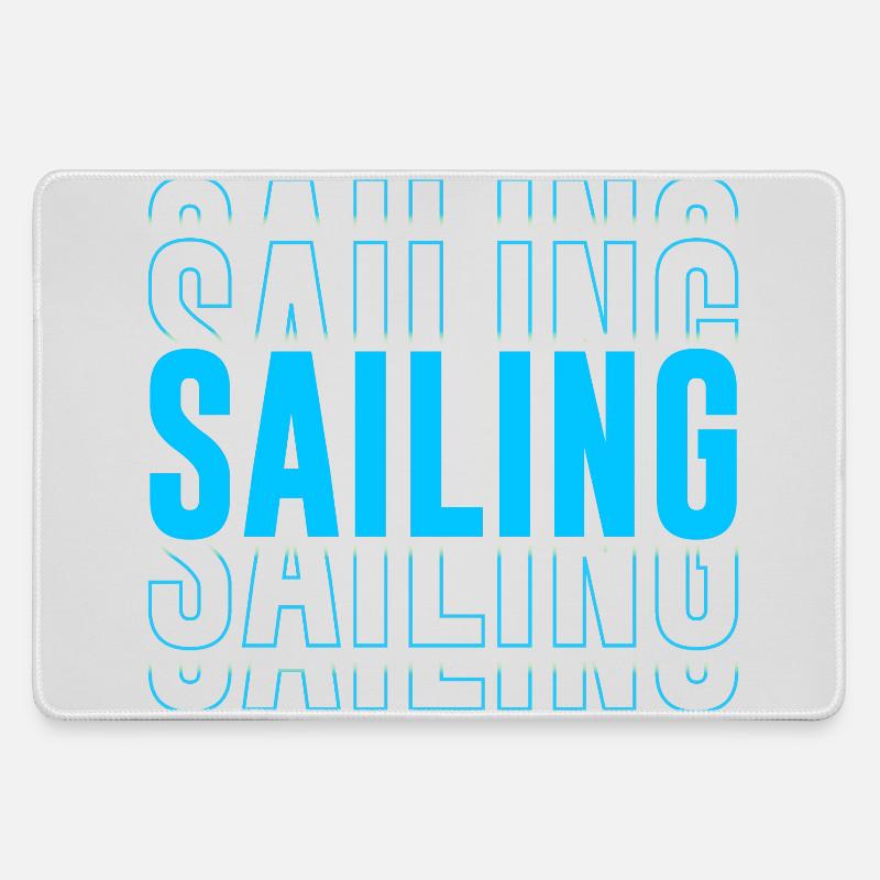 Sailing Typography - Text Stacked - Large Gaming Mouse Mat - grey