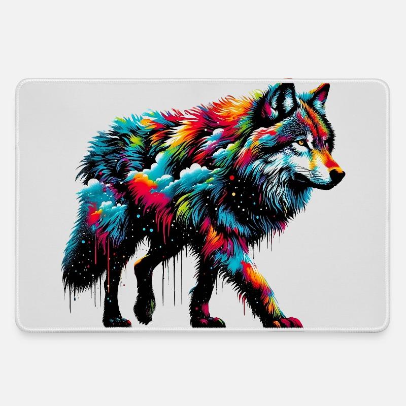 Wolf - Large Gaming Mouse Mat - grey