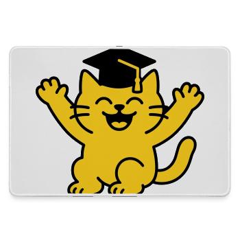Bachelor Cat / Katzendiplom - Mousepad groß für Gamer - Grau - Vorne