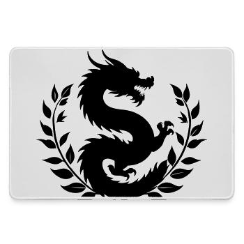 Drache im Pflanzenkranz – minimalistische Malerei - Mousepad groß für Gamer - Grau - Vorne