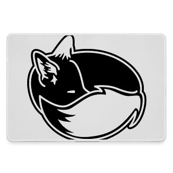 Fuchs eingekuschelt – Kawaii Fox Cartoon Design - Mousepad groß für Gamer - Grau - Vorne