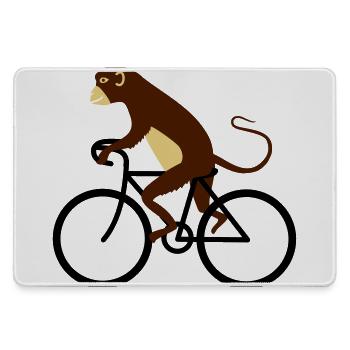 Affe fährt Fahrrad - Mousepad groß für Gamer - Grau - Vorne