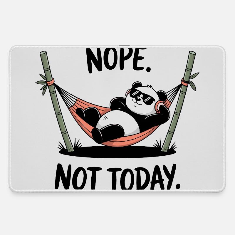 Chilling Panda Relaxing in Hammock - Large Gaming Mouse Mat - grey