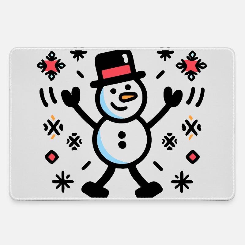 Cheerful Snowman Comic Winter - Large Gaming Mouse Mat - grey
