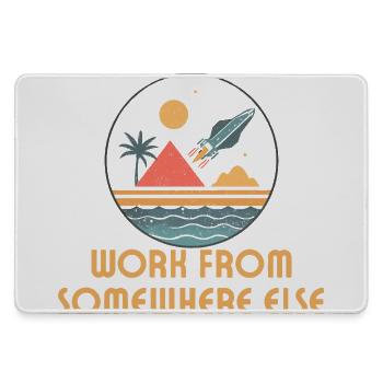 Working from anywhere – retro journey - Large Gaming Mouse Mat - grey - Front