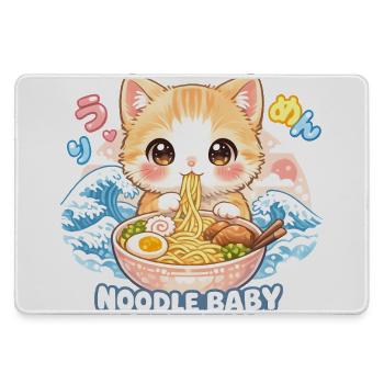 Ramen Katze Kanagawa - Mousepad groß für Gamer - Grau - Vorne