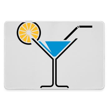 Cocktail / Cocktailglas / Martini + (Hellblau) - Mousepad groß für Gamer - Grau - Vorne