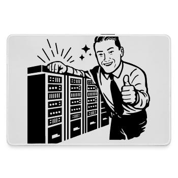 Retro IT-Admin lächelt – Vintage Tech Support - Mousepad groß für Gamer - Grau - Vorne