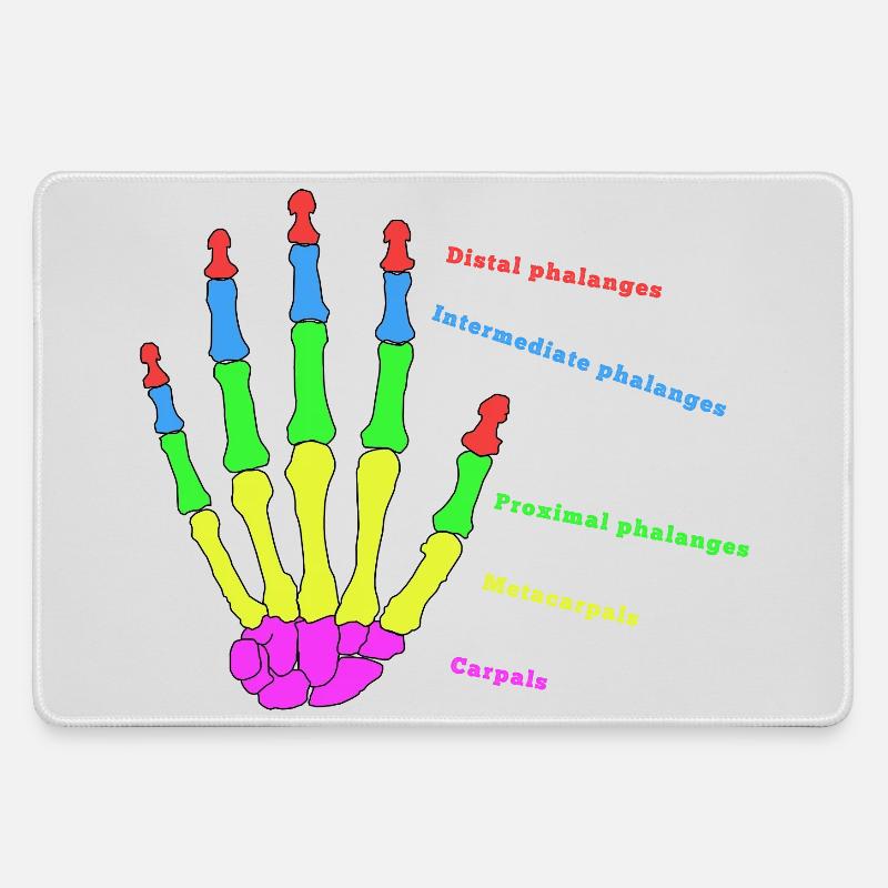 Hand Knochen Anatomie Mensch Evolution Physio - Mousepad groß für Gamer - Grau