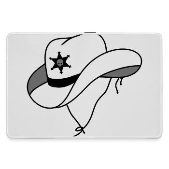 Sheriff Hut mit kleinem Skull auf Sheriff Stern - Mousepad groß für Gamer - Grau - Vorne
