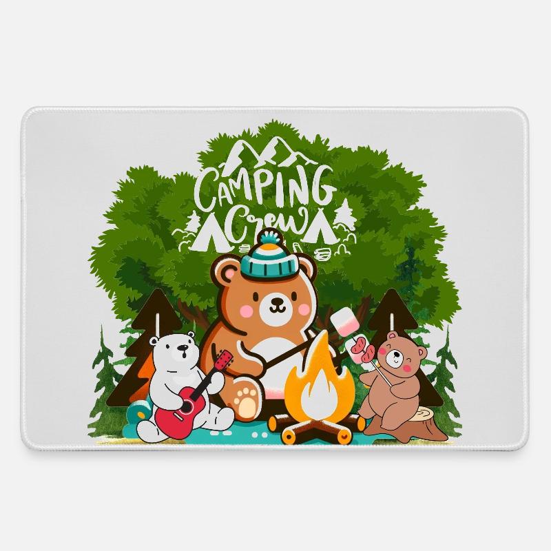 Camping crew - Large Gaming Mouse Mat - grey