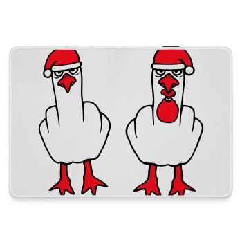 2 Seagulls Middle Finger Insult Christmas Team - Large Gaming Mouse Mat - grey - Front