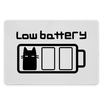 Low battery cat - Large Gaming Mouse Mat - grey - Front