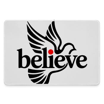 believe pigeon - Large Gaming Mouse Mat - grey - Front