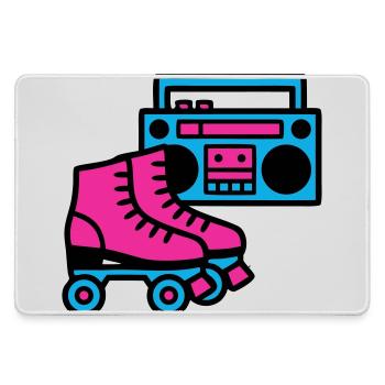 Rollschuhe Boombox 80er Retro - Mousepad groß für Gamer - Grau - Vorne
