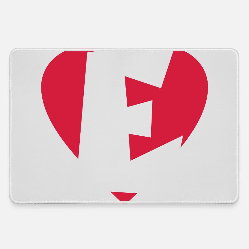 Heart E - I love E - Large Gaming Mouse Mat - grey