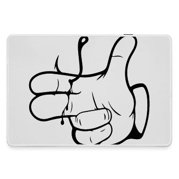 Peow Peow - Anglerhand - Nokidding-Fishing - Large Gaming Mouse Mat - grey - Front