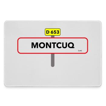 Montcuq t shirt road sign humor - Large Gaming Mouse Mat - grey - Front