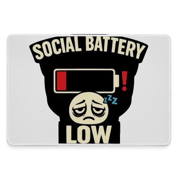 Social Battery Low Tee – Hilarious Introvert Humor - Large Gaming Mouse Mat - grey - Front