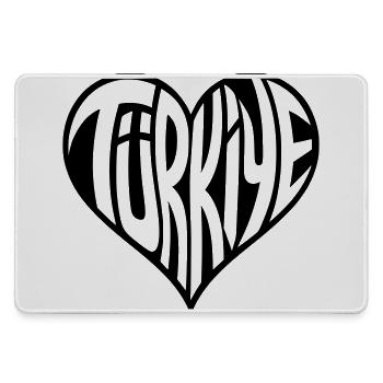 Türkiye, Turkey Heart Font Design - Large Gaming Mouse Mat - grey - Front