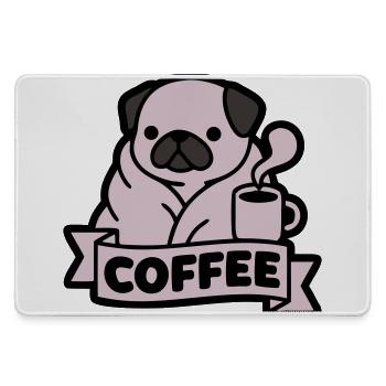 Bannière du Café du Matin du Carlin - Grand tapis de souris gamer - bruyère - Devant
