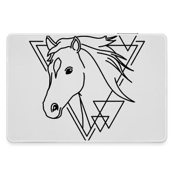 Pferd in geometrischer Form - Line-Art-Design - Mousepad groß für Gamer - Grau - Vorne