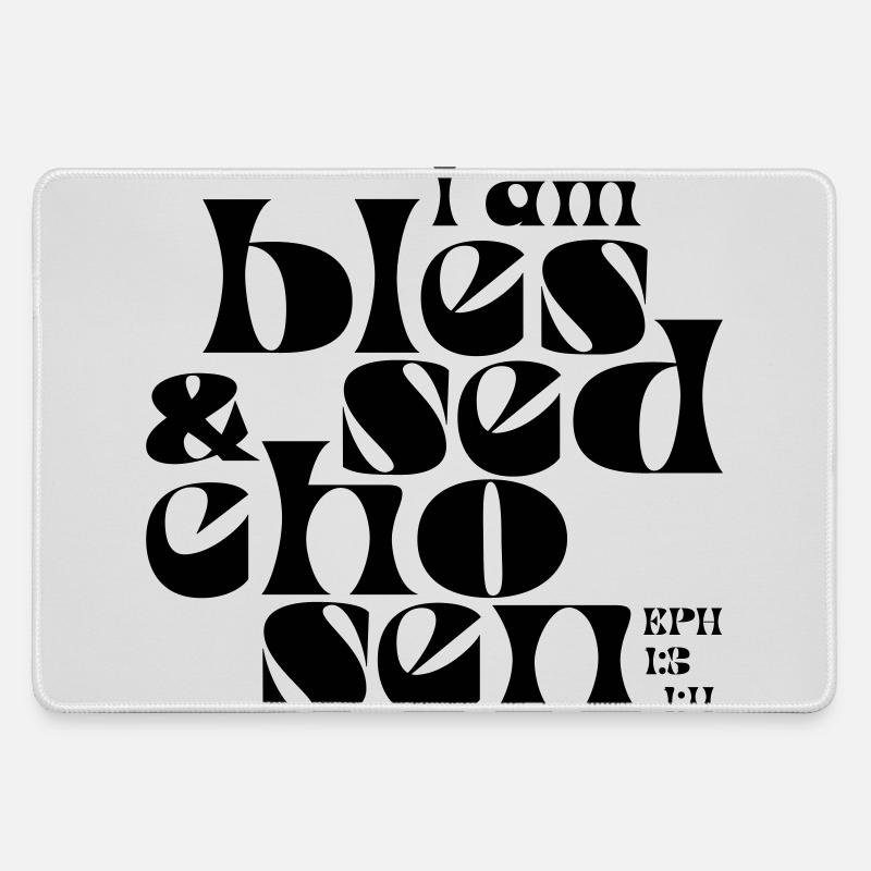 b l e s s e d & c h o s e n - Large Gaming Mouse Mat - grey