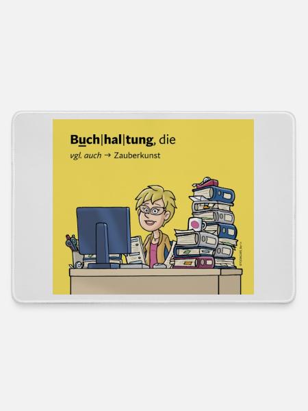 Buchhalterin, Comicfigur - Mousepad groß für Gamer - Grau