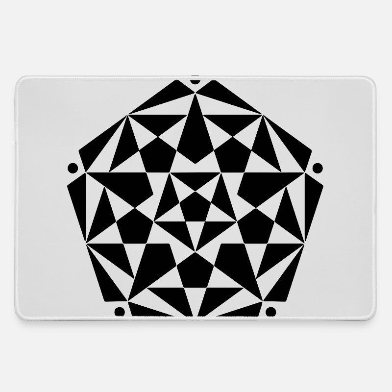Fractal Pentagram Star Design - Large Gaming Mouse Mat - grey