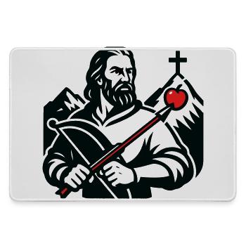 Legendary figure of Switzerland - Large Gaming Mouse Mat - grey - Front