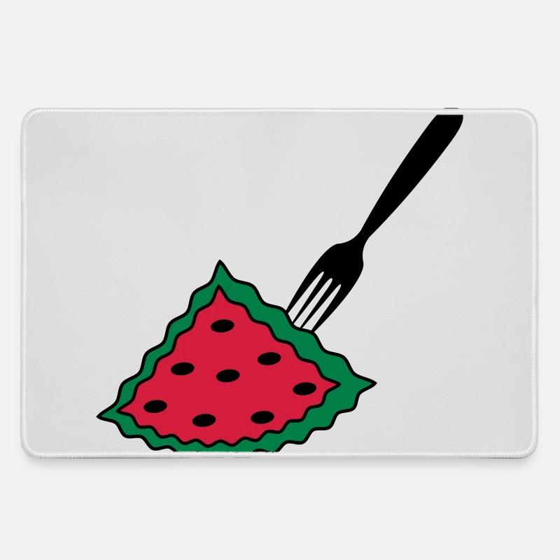 Melon with fork - Large Gaming Mouse Mat - grey