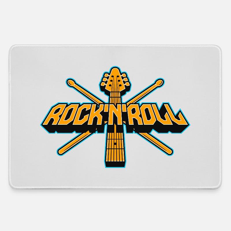 Retro Rock'n'Roll Guitar Emblem - Large Gaming Mouse Mat - grey