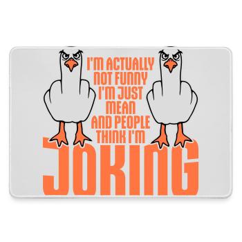 Seagull Middle Finger Not Funny Mean People Think Joke - Large Gaming Mouse Mat - grey - Front