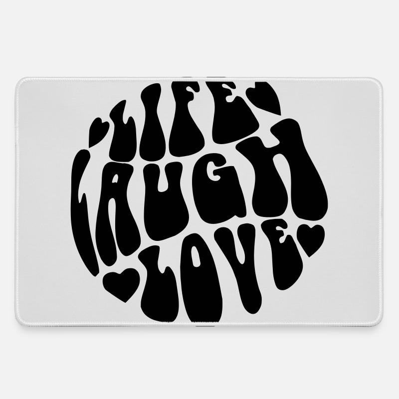 Retro Psychedelic "Live Laugh Love" Graphic - Large Gaming Mouse Mat - grey