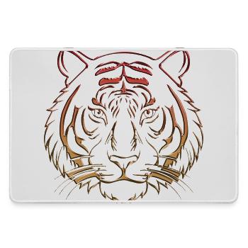 Metallischer Tiger Chrom rotorange - Mousepad groß für Gamer - Grau - Vorne