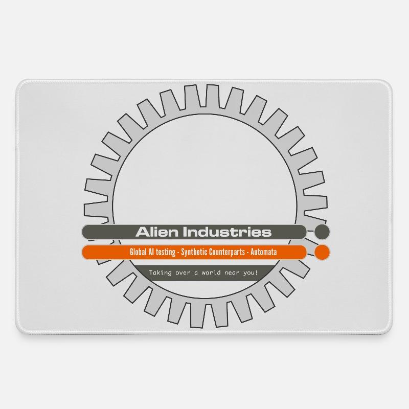 alien industries cog logo - Large Gaming Mouse Mat - grey