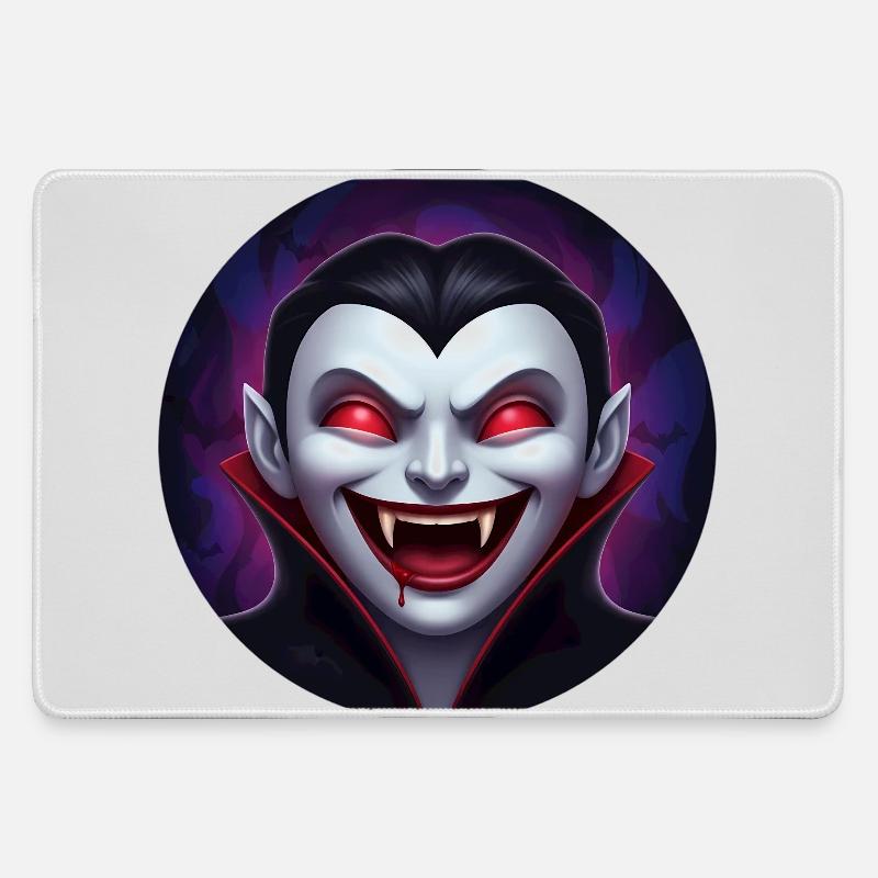 Vampire grin – red gaze - Large Gaming Mouse Mat - grey