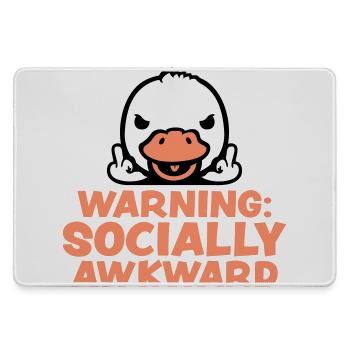 Warning Socially Awkward Ente Mittelfinger Vogel - Mousepad groß für Gamer - Grau - Vorne
