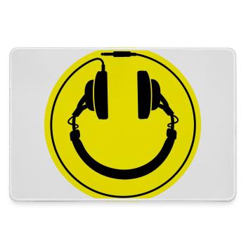 Smiley-Kopfhörer - Mousepad groß für Gamer - Grau - Vorne