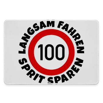 Langsam fahren - Sprit sparen - Tempo 100 - Mousepad groß für Gamer - Grau - Vorne