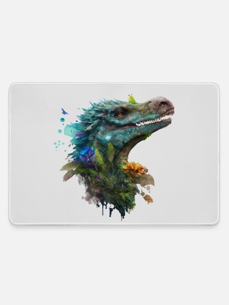 Blauer Velociraptor - Mousepad groß für Gamer - Grau