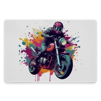Moto avec tâche de couleur. - Grand tapis de souris gamer - bruyère - Devant