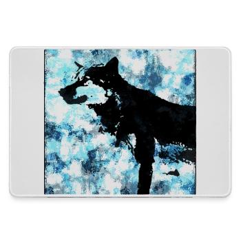 Silhouette de loup Aquarelles - Grand tapis de souris gamer - bruyère - Devant